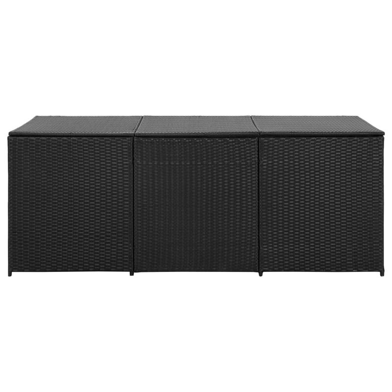 Outdoor Storage Box with Gas Lift, 71 Inch Rectangular, Black Rattan - Benzara