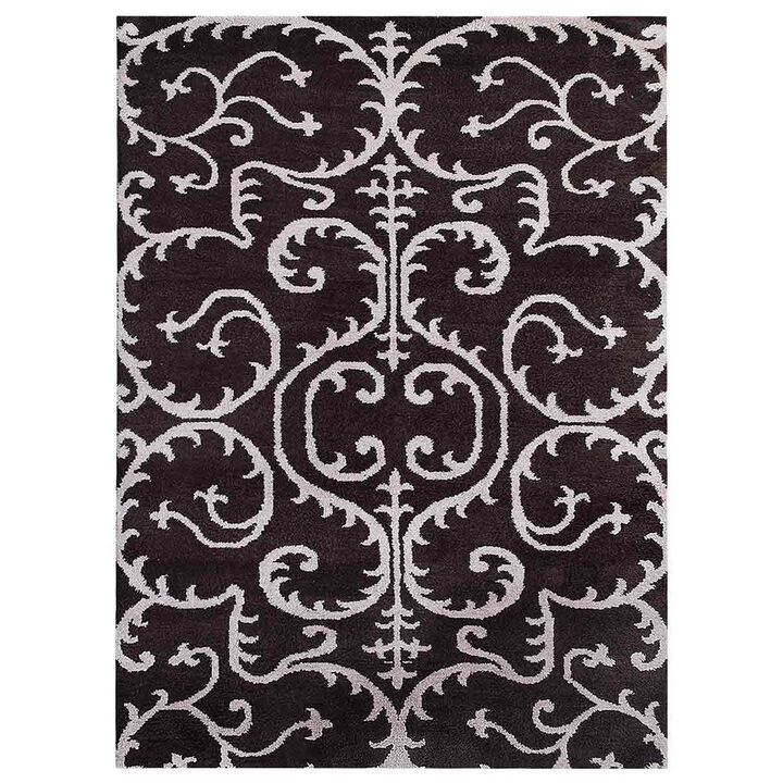Rugsotic Carpets Hand Knotted Silk 3'x5' Area Rug Contemporary Brown Beige NS3313