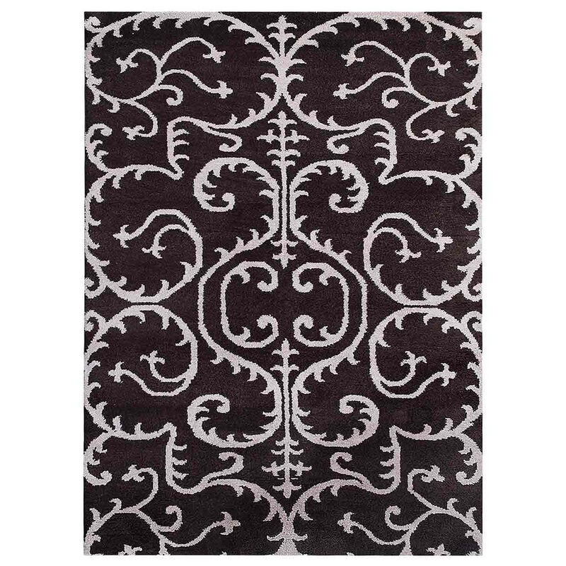 Rugsotic Carpets Hand Knotted Silk 3'x5' Area Rug Contemporary Brown Beige NS3313