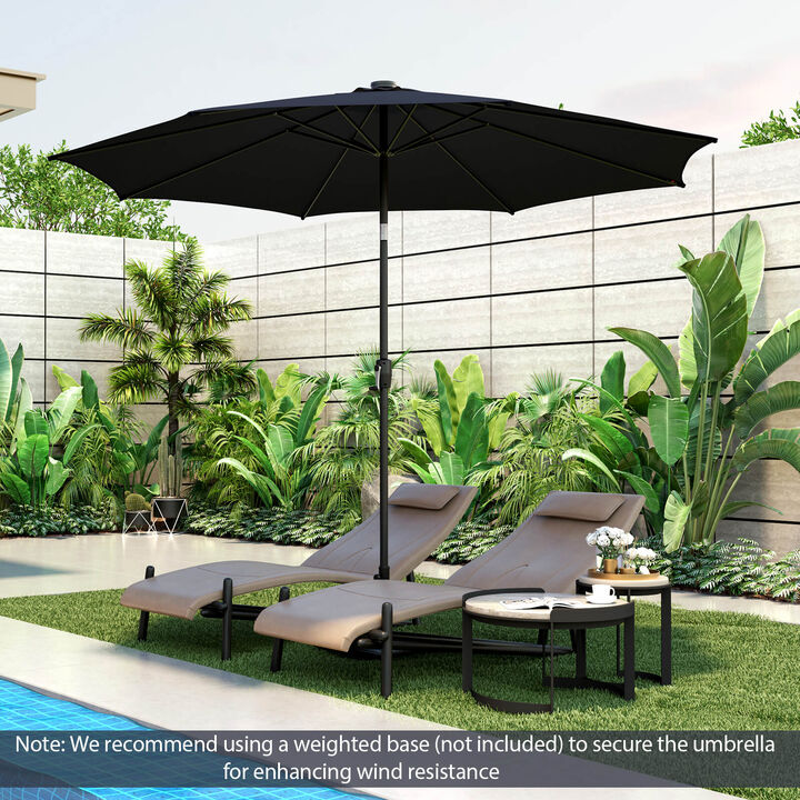 10-Foot Patio Umbrella with 112 Solar LED Lights and Crank Handle