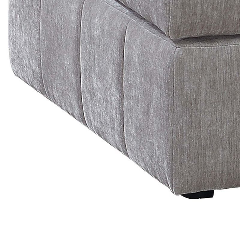 Luna 33 Inch Modular Ottoman, Three Layer Plush Cushioned Seat, Gray-Benzara