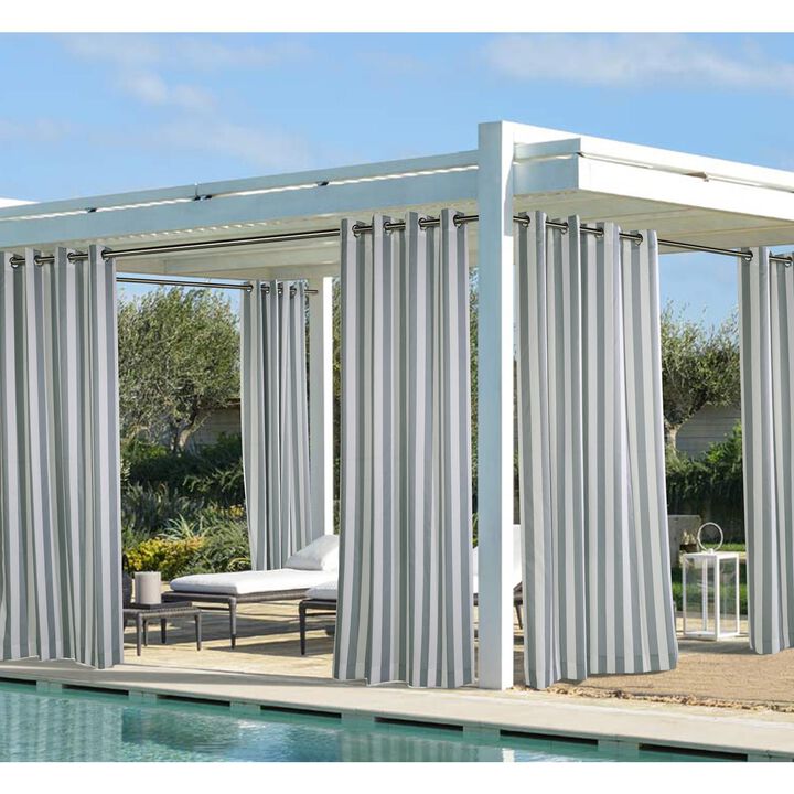 Commonwealth Outdoor Decor Coastal Stripe Grommet Top Curtain Panel - 50x84'' - Navy