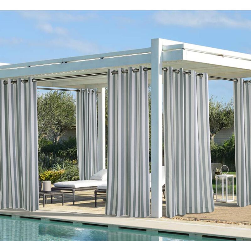 Commonwealth Outdoor Decor Coastal Stripe Grommet Top Curtain Panel - 50x108'' - Navy