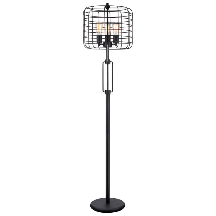 65" H Black Industrial Wire Cage Floor Lamp with Edison Bulb(1 Pieces/Cnt)(4.88/24.68)