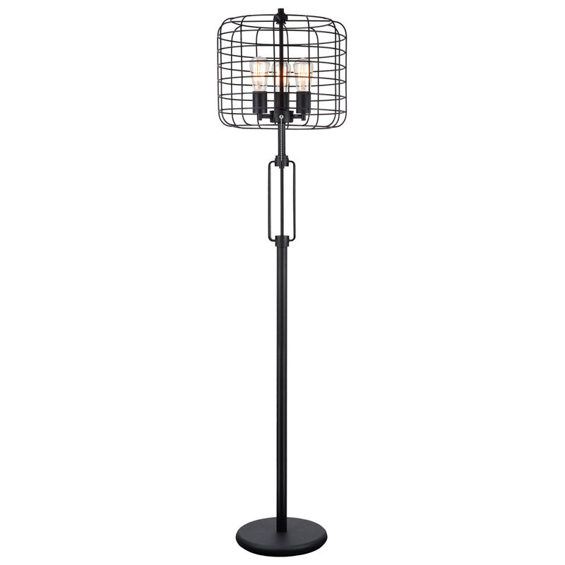 65" H Black Industrial Wire Cage Floor Lamp with Edison Bulb(1 Pieces/Cnt)(4.88/24.68)