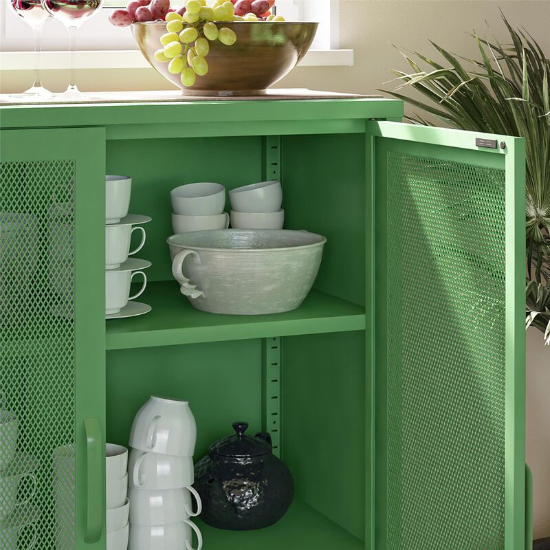 Channing 2 Door Accent Cabinet-Mesh Metal Locker