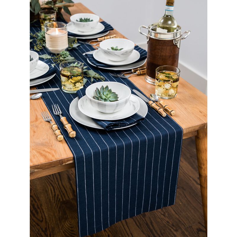 Solino Home 100% Pure Linen Table Runner | Pinstripe