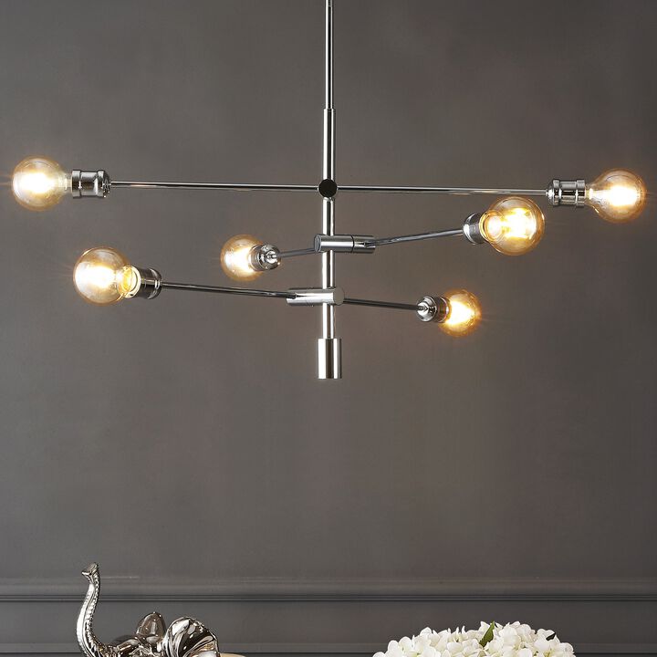 Atlas 6-Light Modern Vintage Iron Arm-Adjustable LED Chandelier
