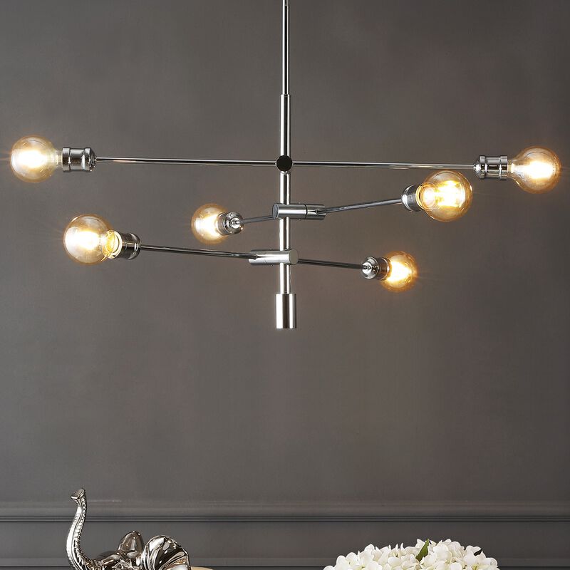 Atlas 6-Light Modern Vintage Iron Arm-Adjustable LED Chandelier
