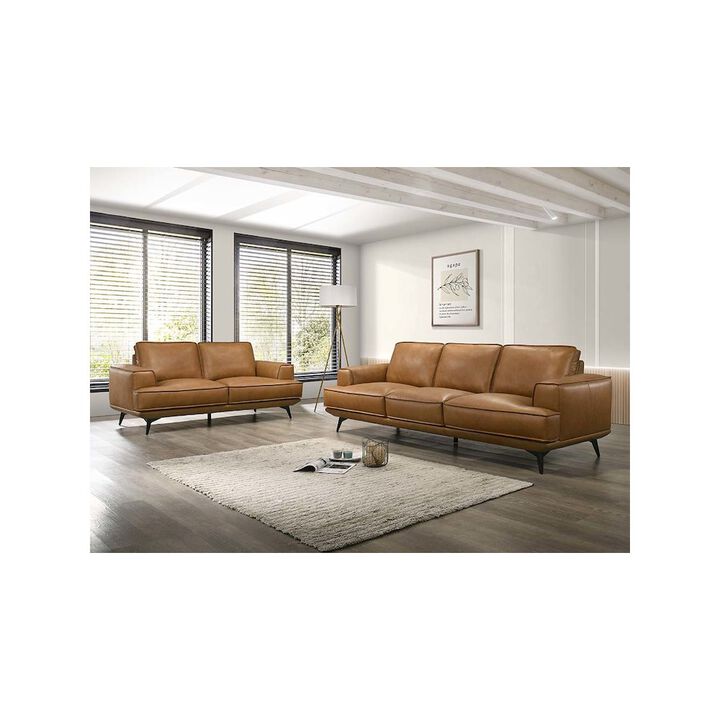 Porter Designs Pirelli Full-Grain Leather Sofa, Brown