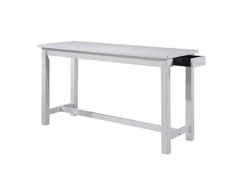 1 Drawer Counter Height Table with Backless Stools,Set of 4,White and Gray - Benzara