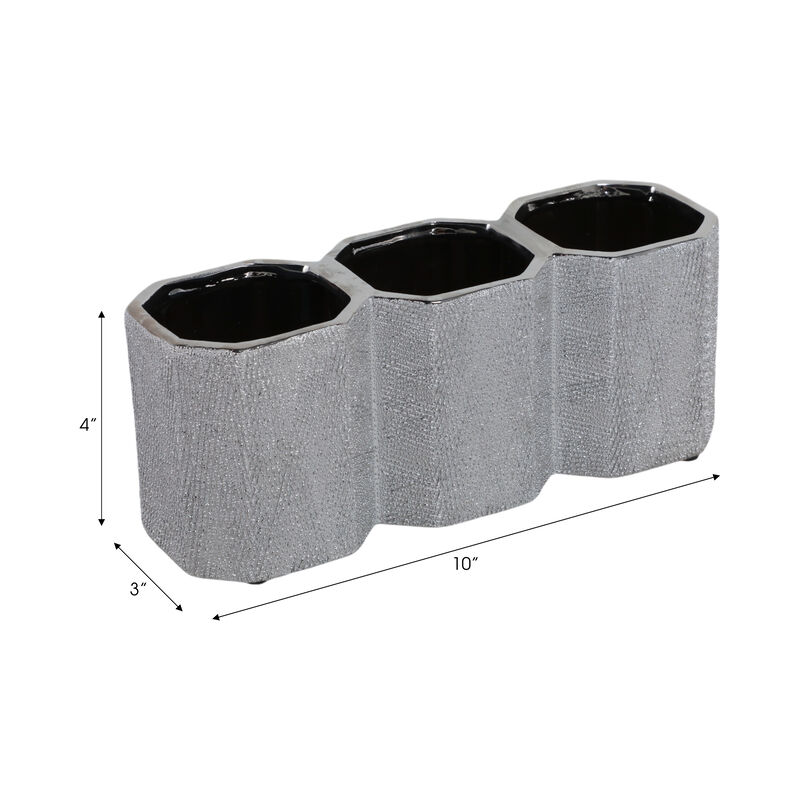 Ceramic 4" 3-cup Pencil Holder