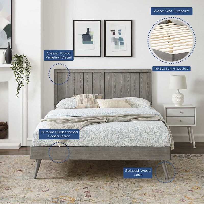 Modway - Alana King Wood Platform Bed with Splayed Legs