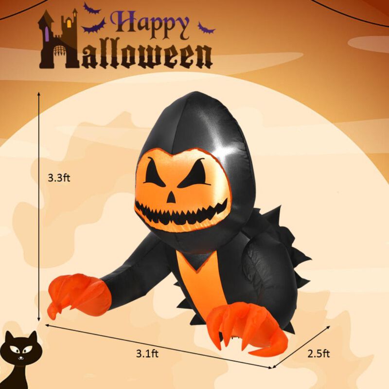 Hivvago 3.3 Feet Halloween Inflatable Pumpkin Head Ghost Broke Out from Window