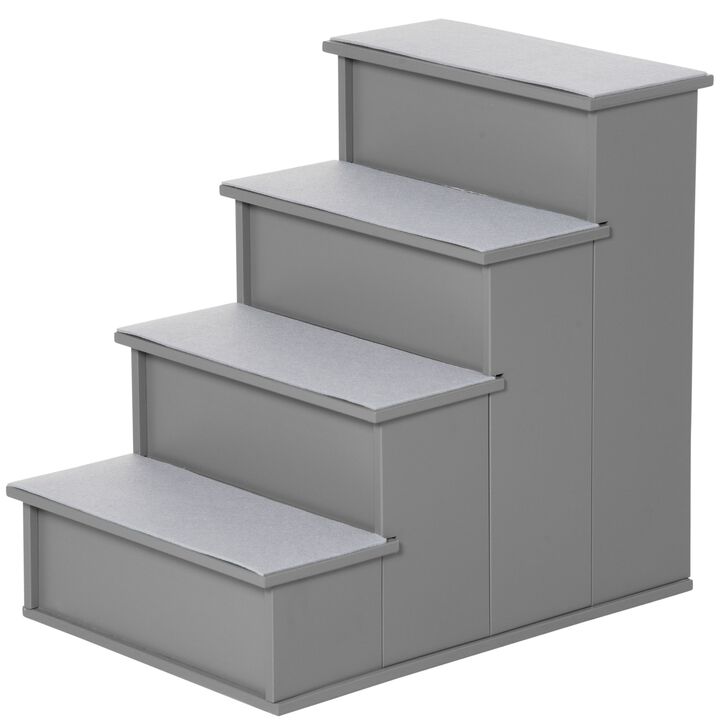 Grey Pet Accessibility: Small Dog Steps with Cushioned Cover for Couch