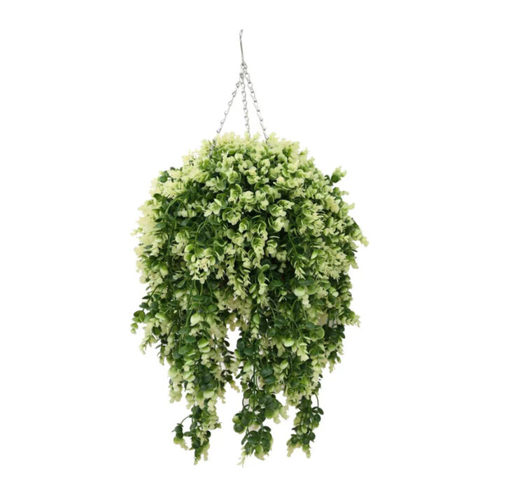 Artificial Spring Evergreen Hanging Basket UV Resistant (Outdoor Proof)