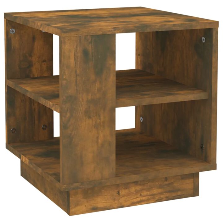 vidaXL Coffee Table Smoked Oak 15.7"x15.7"x16.9" Engineered Wood