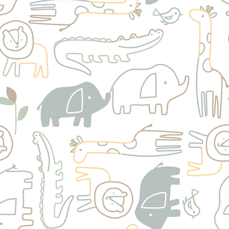 Lambs & Ivy Jungle Story 100% Cotton Safari Baby Fitted Crib Sheet - White