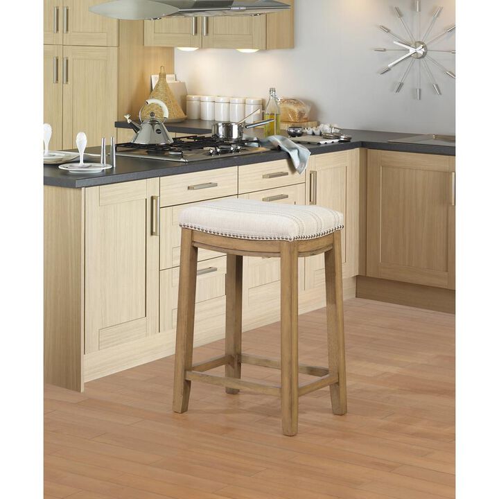 Linon Claridge  Linen Striped Counter Stool