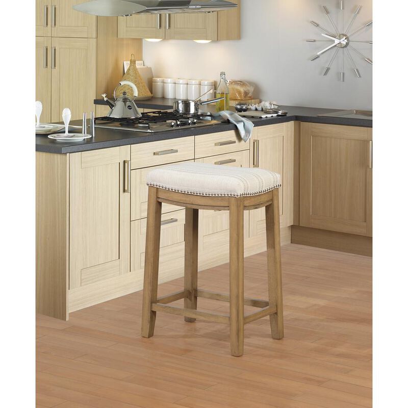Linon Claridge  Linen Striped Counter Stool