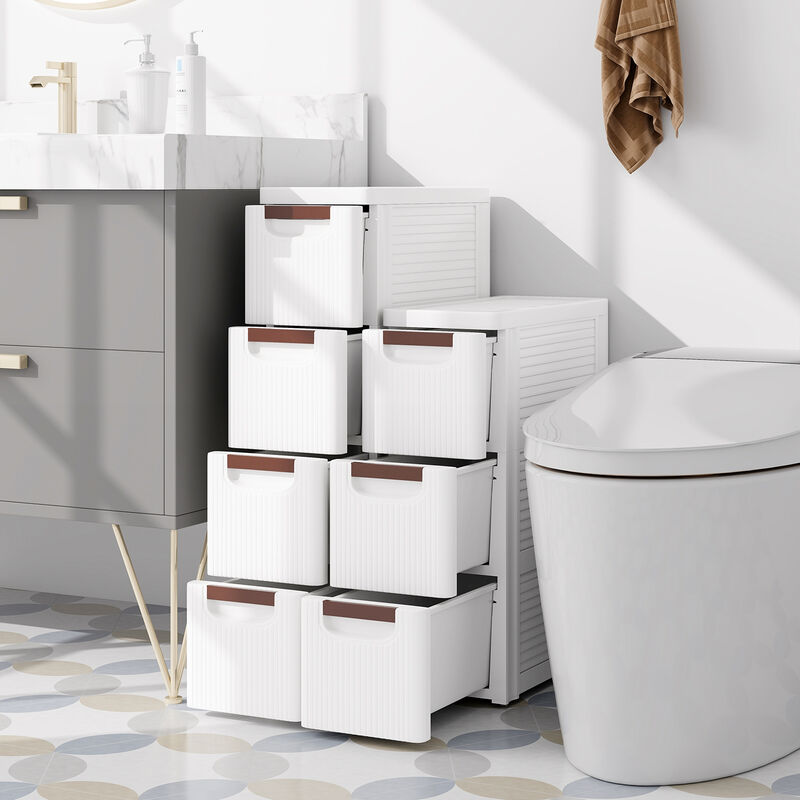 Drawer Rolling Organizer Unit Narrow Storage Cabinet with Built-In Wheels for Small Space