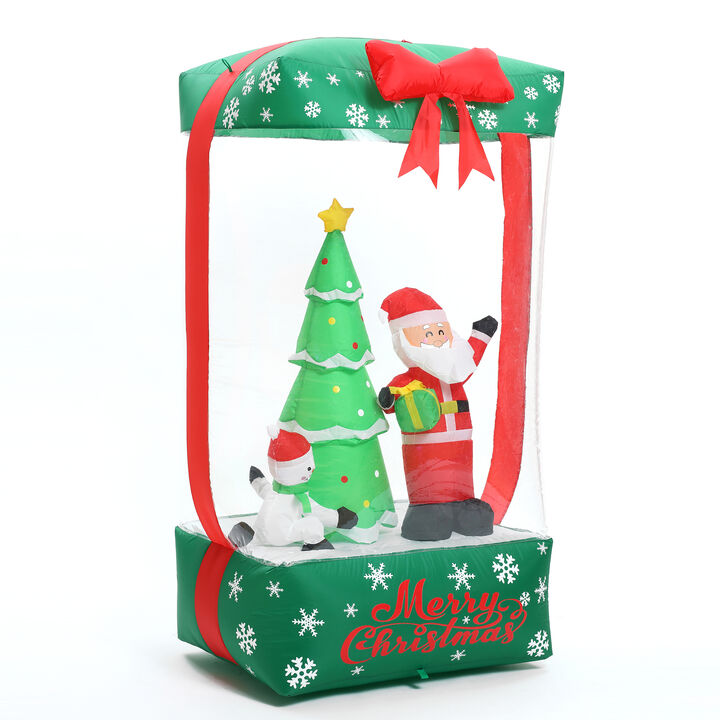 LuxenHome 6Ft Holiday Santa Display Present Inflatable with Lights