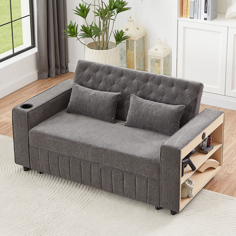 Merax Modern Sleeper Sofa Pull-out Sofa Bed with Adjustable Backrest for Living Room