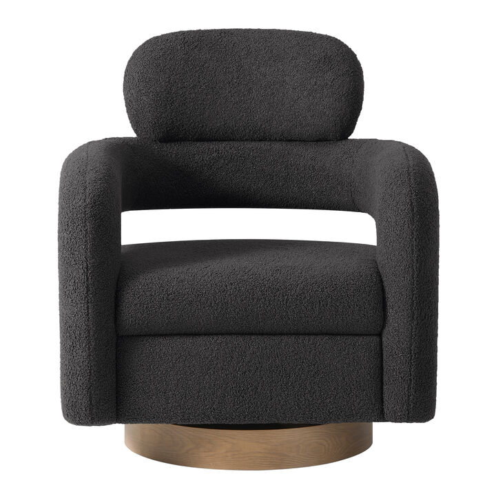 WestinTrends Mid-Century Modern Sherpa Swivel Barrel Accent Chair
