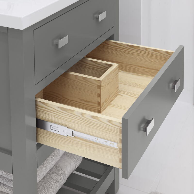 Viola 24 In. Integrated Ceramic Sink Top Vanity in Cashmere Grey
