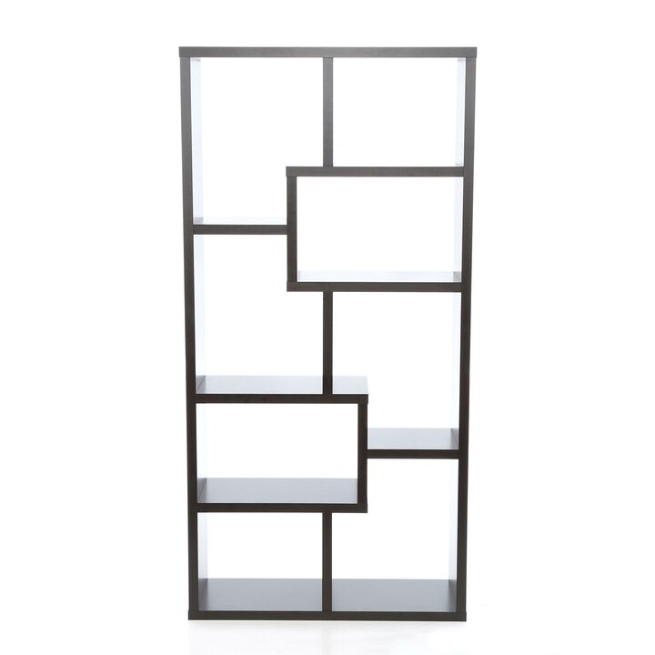 Hivvago Modern 70-in High Display Cabinet Bookcase in Dark Brown Cappuccino Wood Finish