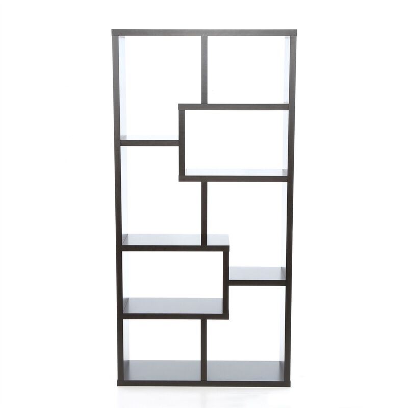 Hivvago Modern 70-in High Display Cabinet Bookcase in Dark Brown Cappuccino Wood Finish