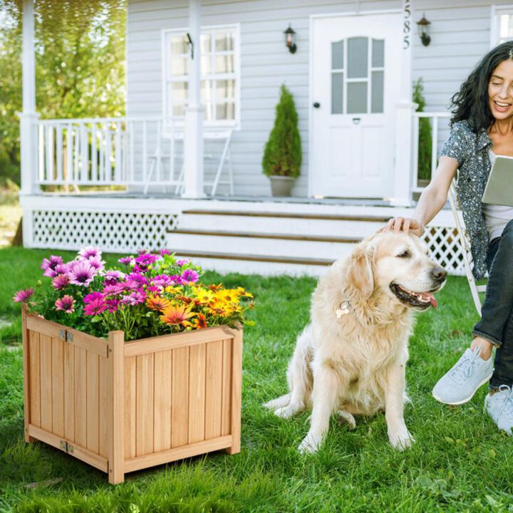 Hivvago Folding Square Fir Wood Raised Garden Bed with Removable Bottom