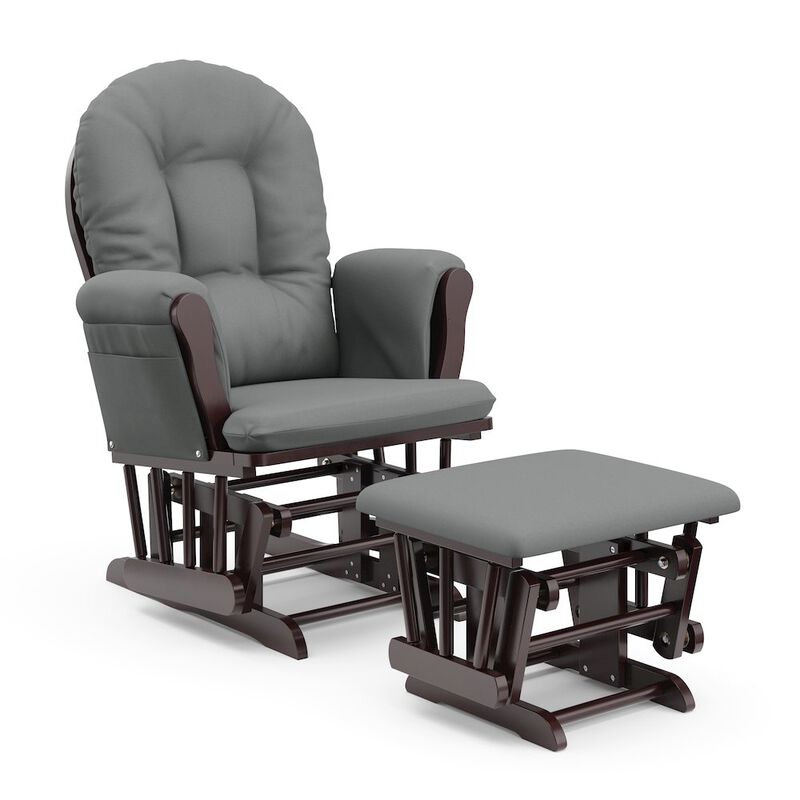 Storkcraft Hoop Glider and Ottoman - Espresso with Gray