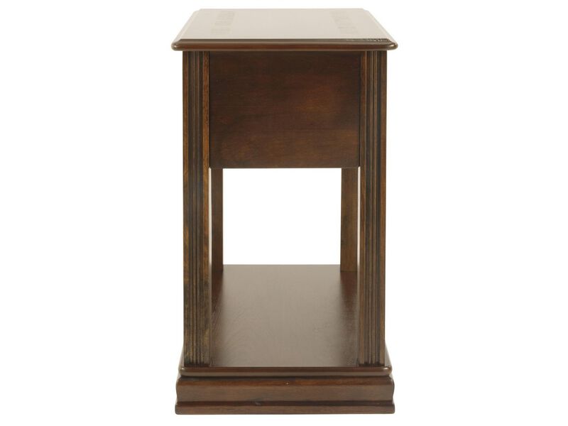 Chair Side End Table with 1 Drawer and Open Bottom Shelf, Brown-Benzara