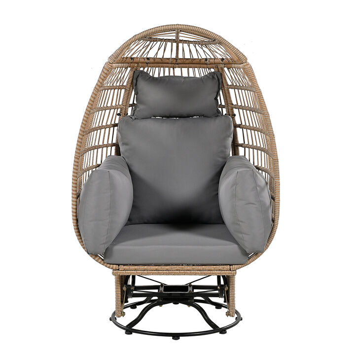 Merax Egg-shape Outdoor Swivel Chair with Cushions