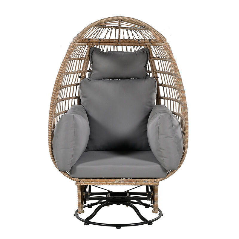 Merax Egg-shape Outdoor Swivel Chair with Cushions