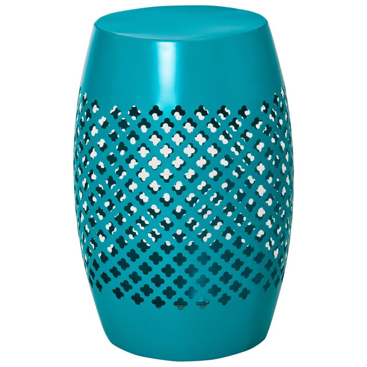 Blue Outdoor Accent: Hollow Drum Steel Patio Side Table