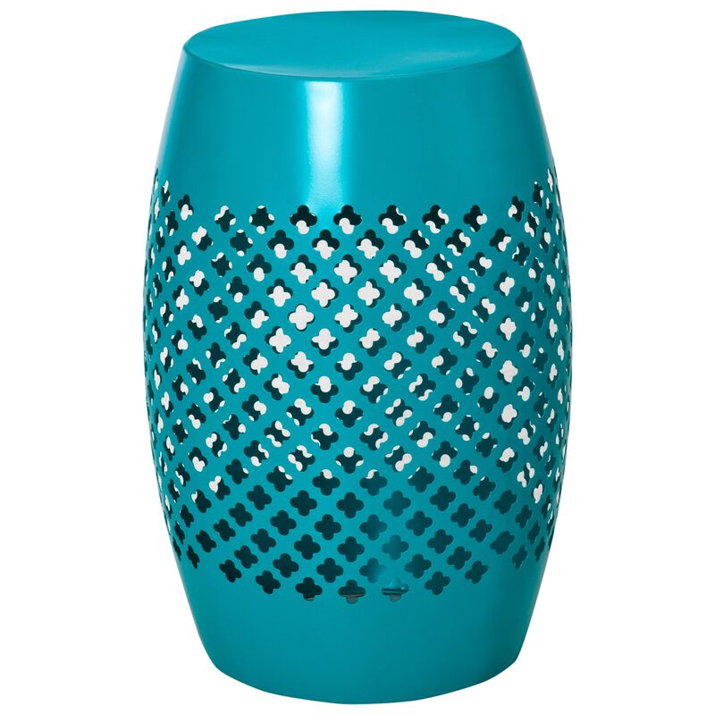 Blue Outdoor Accent: Hollow Drum Steel Patio Side Table