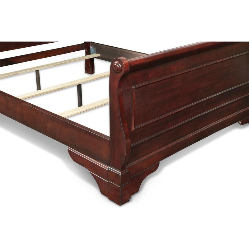 New Classic Furniture Furniture Versailles Solid Wood King Bed in Bordeaux Cherry