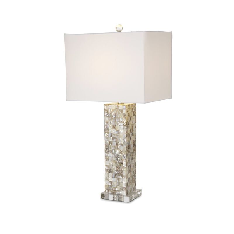 Lux Lighting Harper 28 Nature Mother of Pearl Table lamp w/ Crystals, (Set of 2)