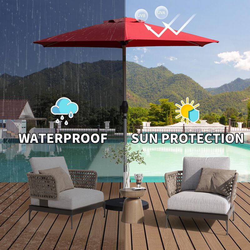 MONDAWE 7.5FT Patio Umbrella, Outdoor Table Umbrella with Push Button Tilt and Crank, UV Protection Waterproof Market Sun Umbrella with 8 Sturdy Ribs for Garden, Deck, Backyard, Pool