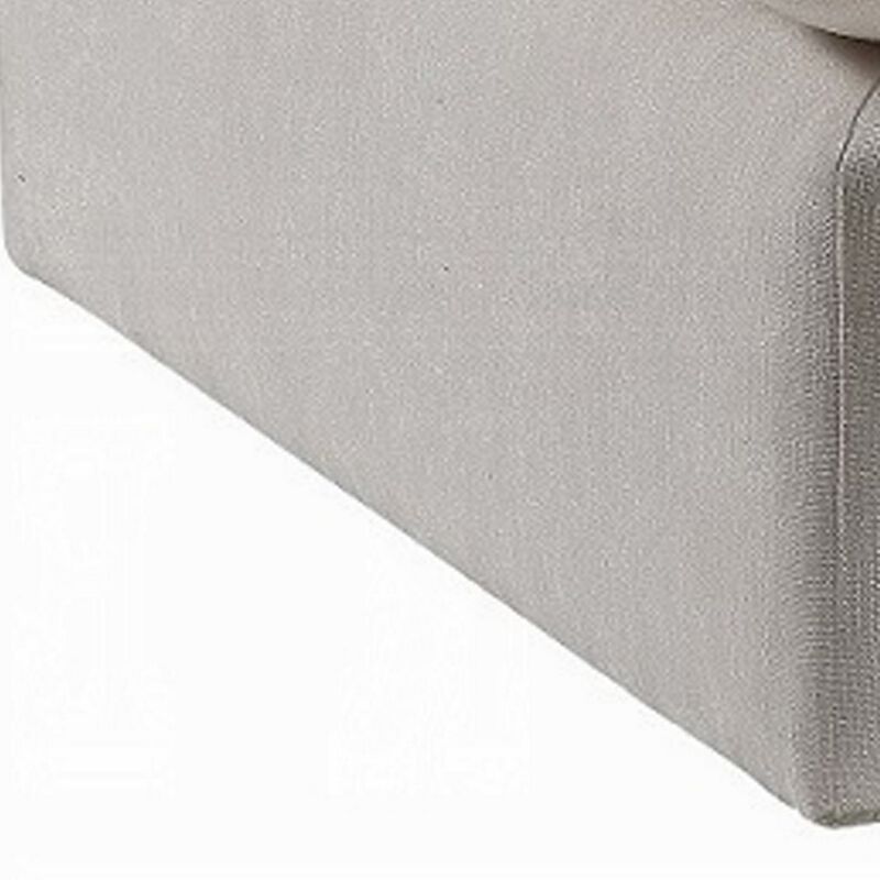 Shar Modular Ottoman, Pillow Top Cushion, Plush Ivory Linen Fabric - Benzara