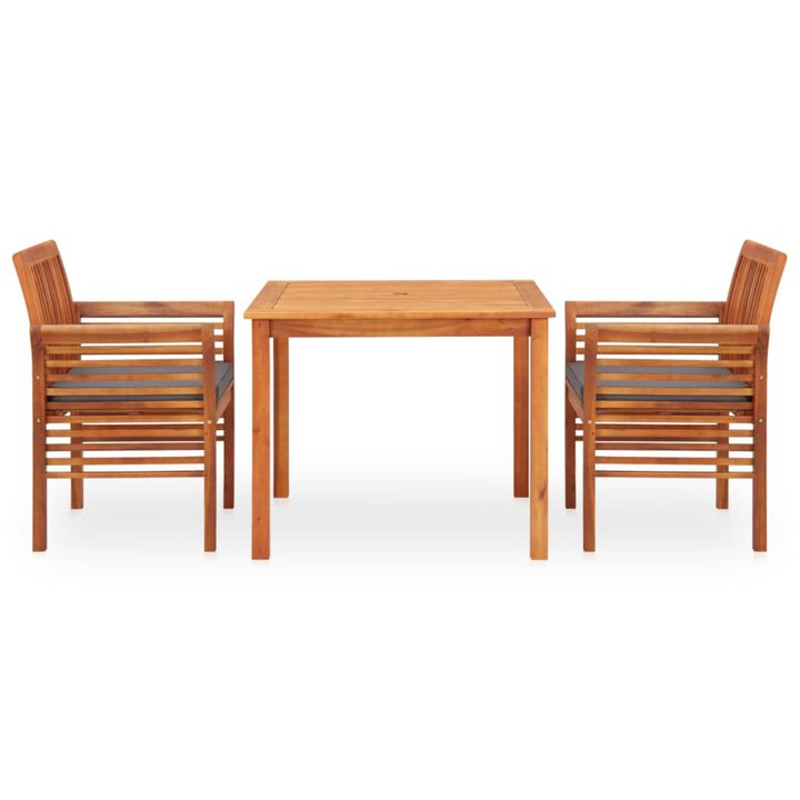 vidaXL 3 Piece Outdoor Dining Set with Cushions Solid Acacia Wood