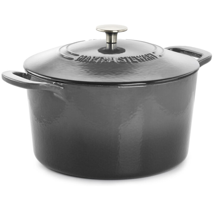 Martha Stewart 7 Quart Enameled Cast Iron Dutch Oven with Lid in Gray Ombre