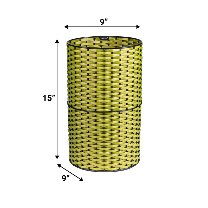 Cecil Modern Faux Wicker Cylinder Waste Basket