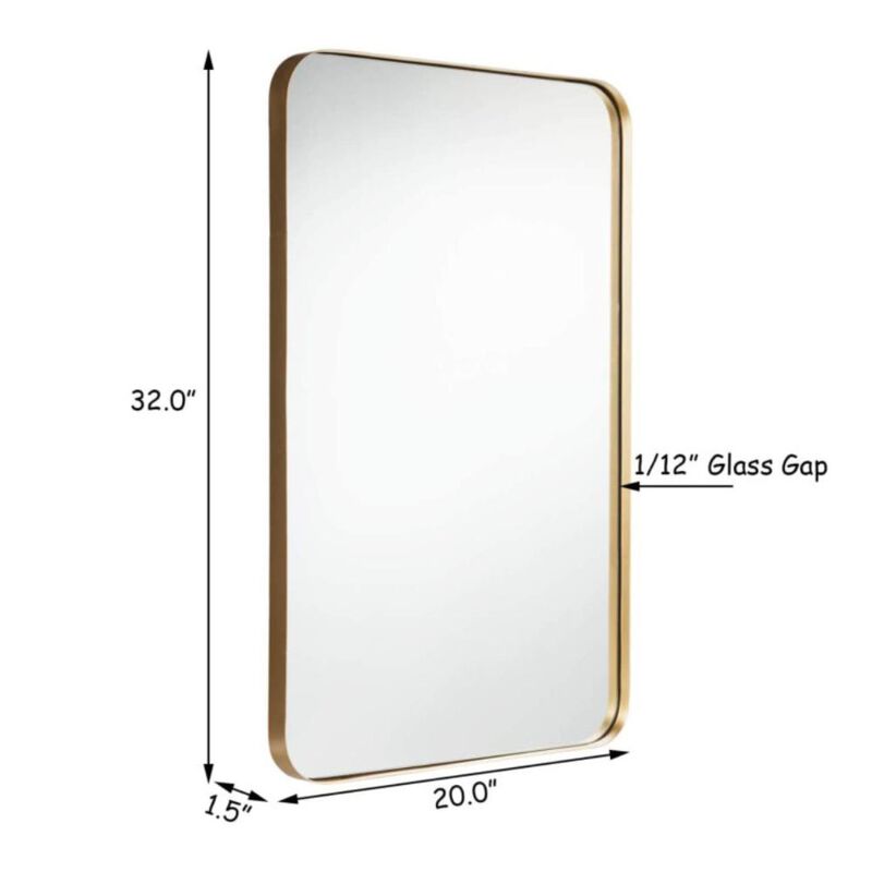 Hivvago 32 x 20 Inch Metal Frame Wall-Mounted Rectangle Mirror
