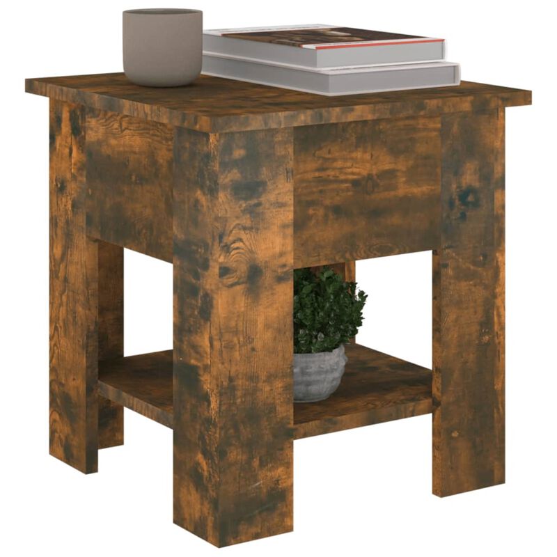 vidaXL Coffee Table Smoked Oak 15.7"x15.7"x16.5" Engineered Wood