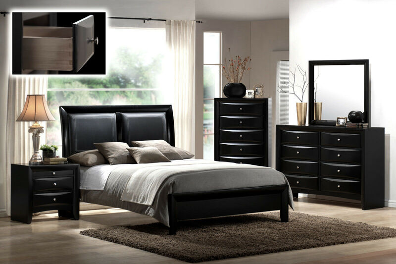 Streamdale Black Wood Nightstand with Drawer and Jewelry Tray