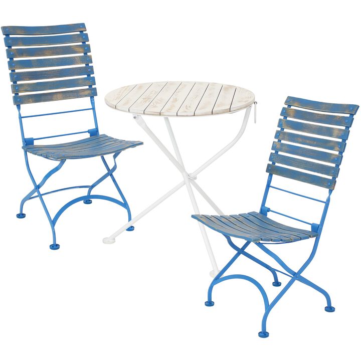 Sunnydaze Cafe Couleur Chestnut Wood 3-Piece Folding Bistro Set