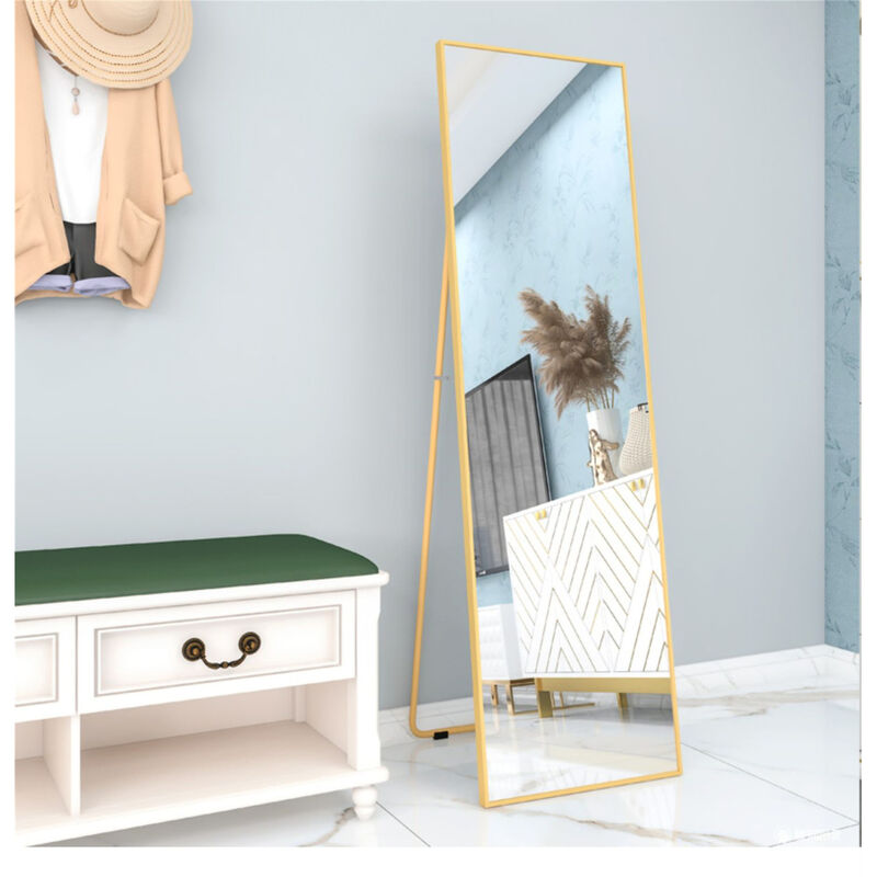 Wall-Mounted Alloy Frame Full Length Mirror, Golden